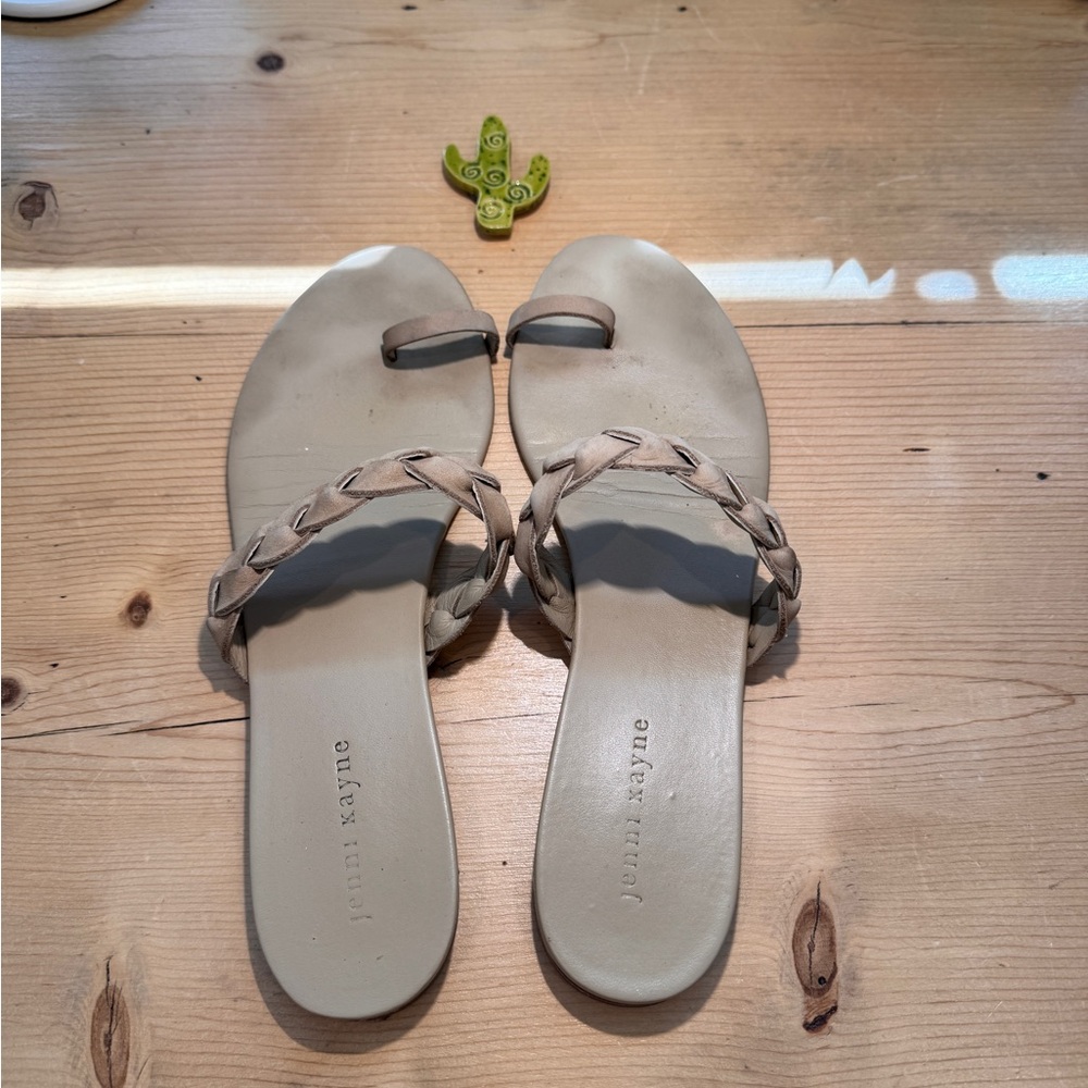 Jenni Kayne Braided Leather Strap Sandals Tan Women 41 10 EUC - Picture 2 of 14